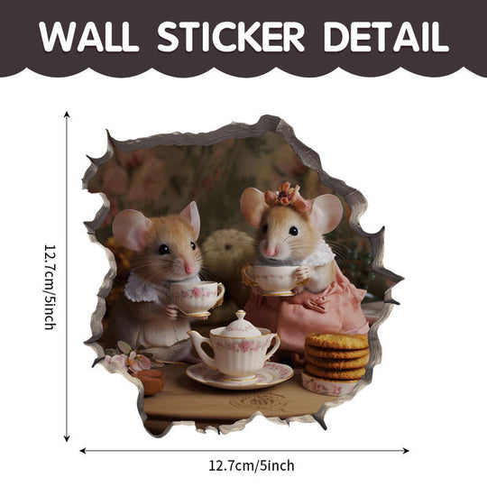 WhimsyDecals - 3D Cartoon Mouse Hole Wall Stickers for Home Decor