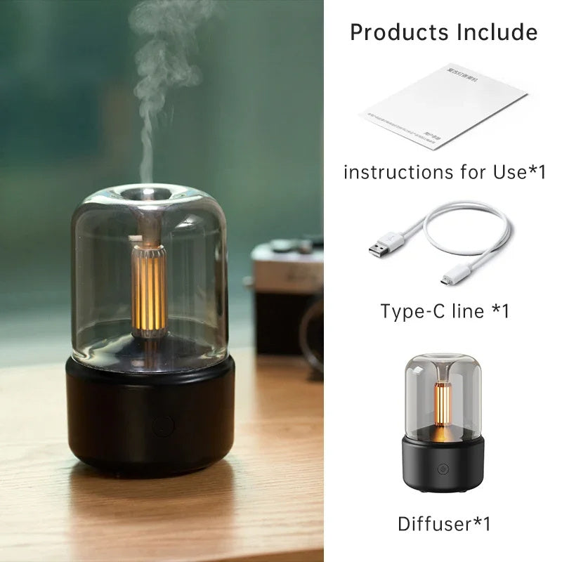 Mini Serenity Portable Aroma Diffuser - Air Humidifier Essential Oilwith Night Light