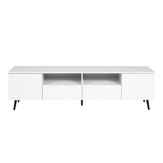 Sleek Modern White TV Stand with 16 Color LED Lights & Remote Control
