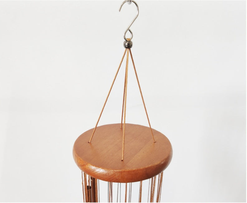 Harmony Chimes - 18-Pipe Solid Wood Rotating Wind Chime for Home Decor