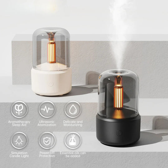 Mini Serenity Portable Aroma Diffuser - Air Humidifier Essential Oilwith Night Light