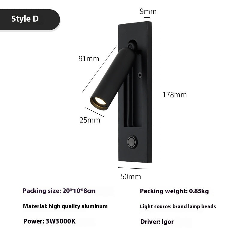 Modern LED Reading Lamp - Embedded Wall Light for Hotels