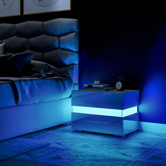 Sleek Modern Minimalist 2-Drawer Chest Side Table with Storage
