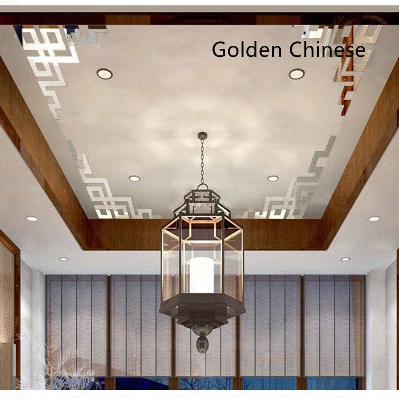 Elegant Peony 3D Wall Sticker - Chinese Lace Design Acrylic Mirror for Living Room