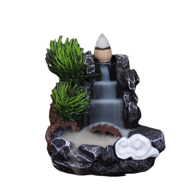 Zen Backflow Incense Burner - Creative Resin Ceramic Home Decoration for Meditation
