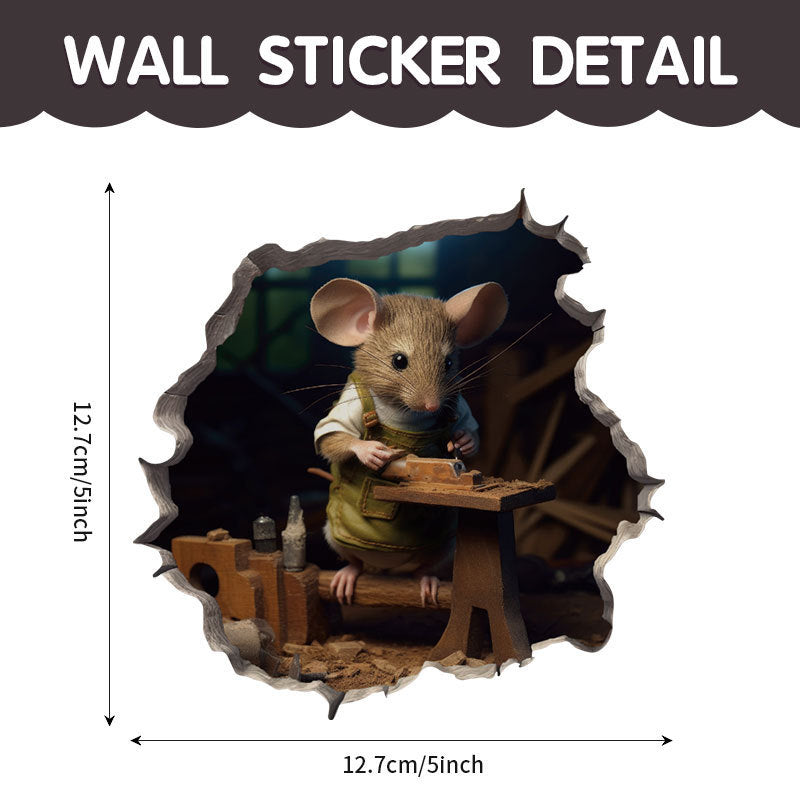 WhimsyDecals - 3D Cartoon Mouse Hole Wall Stickers for Home Decor