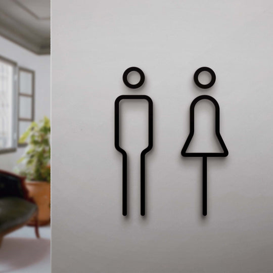 3D Toilet Signs - Men's & Women's Restroom Wall Stickers for Hotels & Homestays