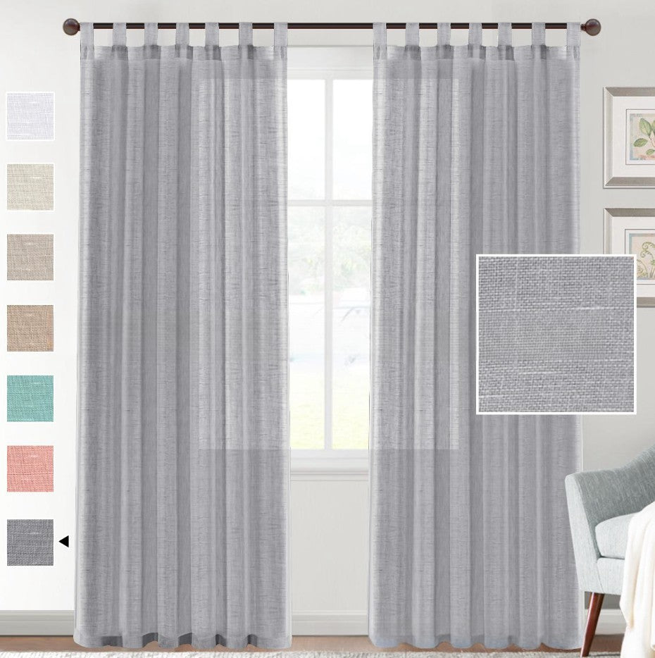 NatureWeave - Linen Yarn Curtain with Transparent Window Screen