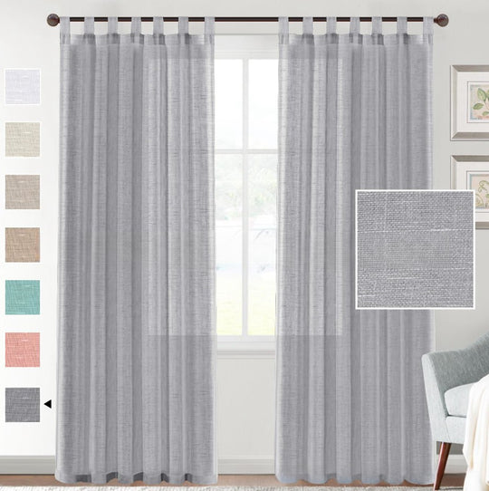 NatureWeave - Linen Yarn Curtain with Transparent Window Screen
