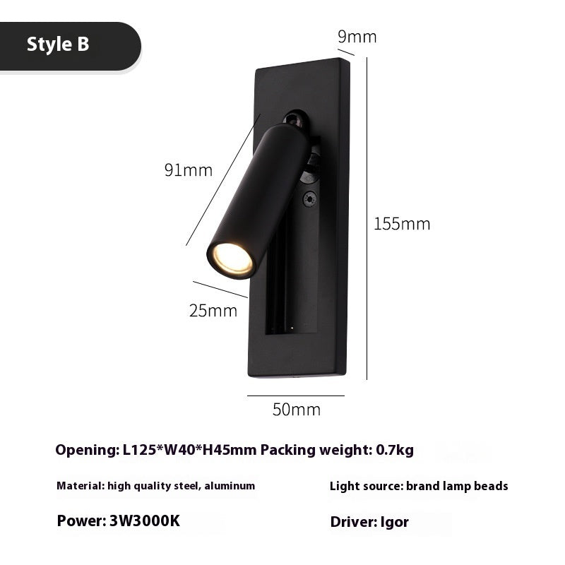 Modern LED Reading Lamp - Embedded Wall Light for Hotels