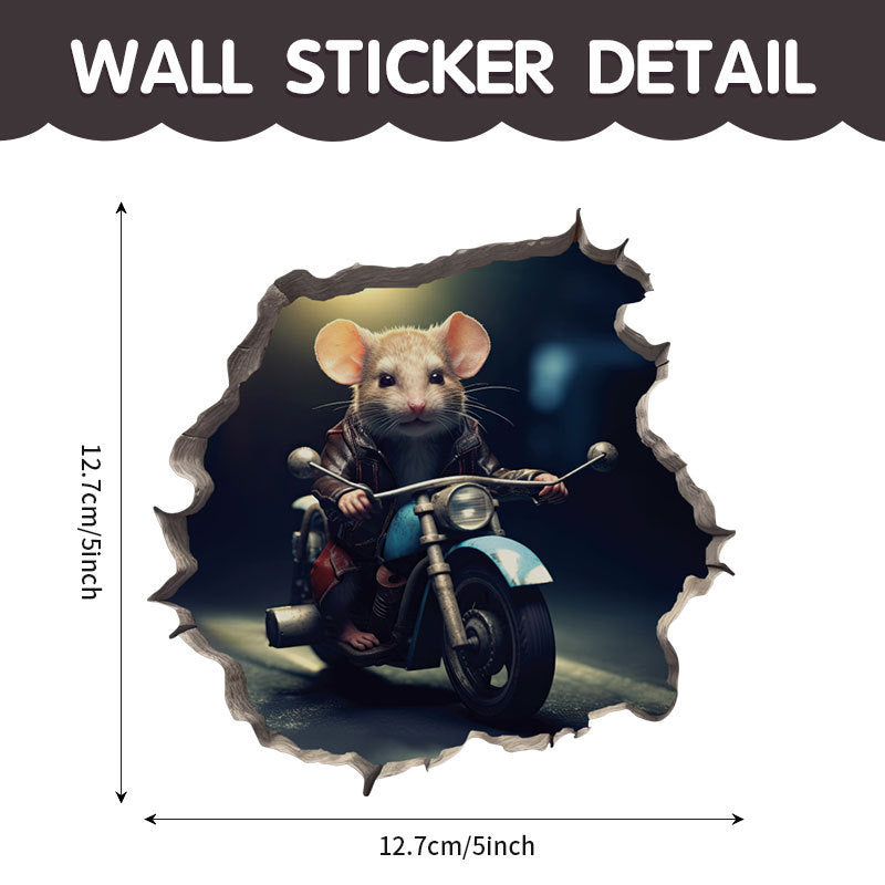 WhimsyDecals - 3D Cartoon Mouse Hole Wall Stickers for Home Decor