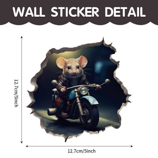 WhimsyDecals - 3D Cartoon Mouse Hole Wall Stickers for Home Decor