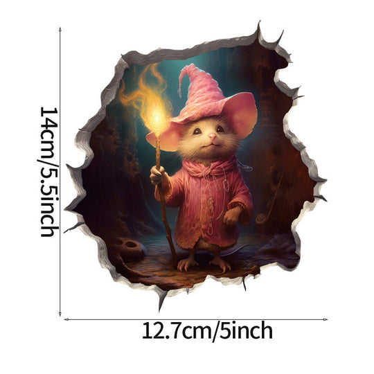 WhimsyDecals - 3D Cartoon Mouse Hole Wall Stickers for Home Decor