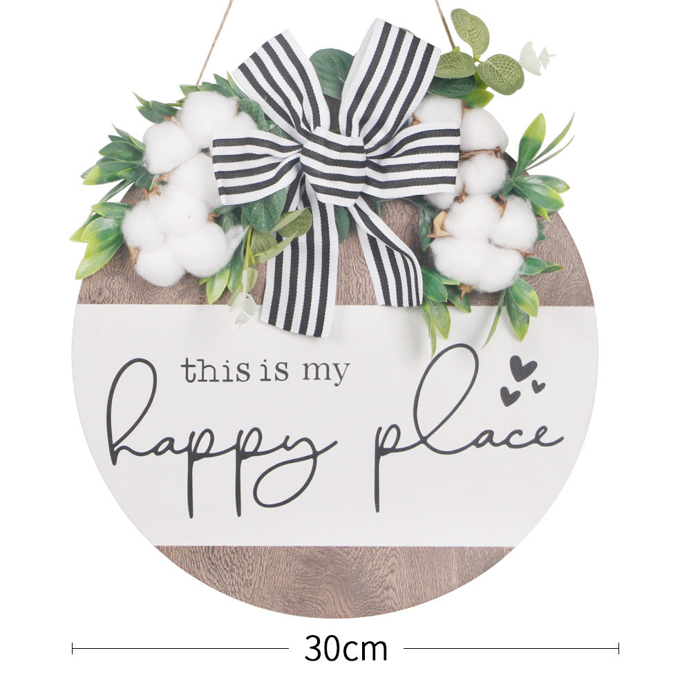 Warm Welcome - Round Hanging Bow Sign for Front Door or Home Decor