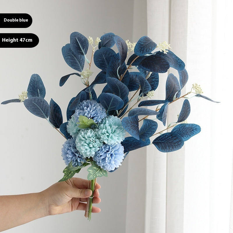 Vibrant Eucalyptus & Chrysanthemum Artificial Flower Bouquet - Home Decor Essentials