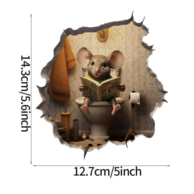 WhimsyDecals - 3D Cartoon Mouse Hole Wall Stickers for Home Decor