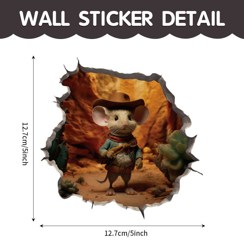 WhimsyDecals - 3D Cartoon Mouse Hole Wall Stickers for Home Decor