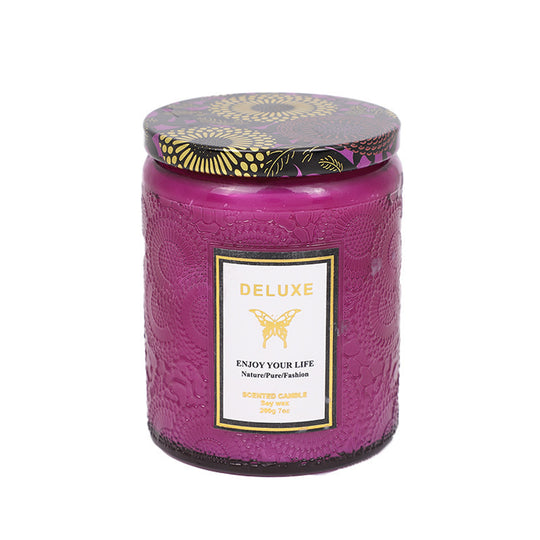 Blissful Moments - Embossed Glass Fragrance Soy Candles for Aromatherapy