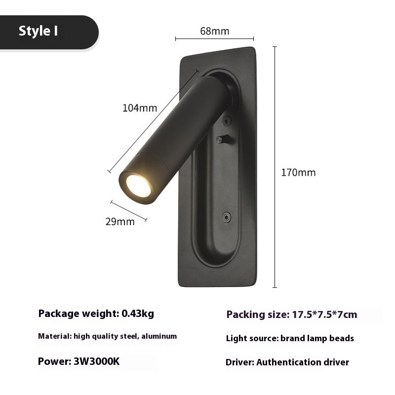Modern LED Reading Lamp - Embedded Wall Light for Hotels