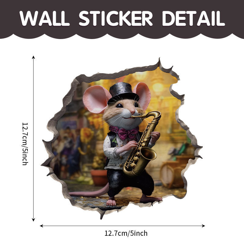 WhimsyDecals - 3D Cartoon Mouse Hole Wall Stickers for Home Decor