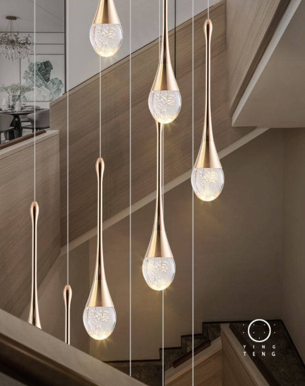 Aurora 8-Light Modern Staircase Chandelier - Minimalist Elegance