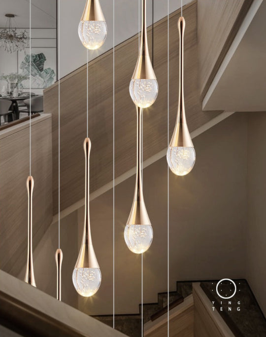 Aurora 8-Light Modern Staircase Chandelier - Minimalist Elegance