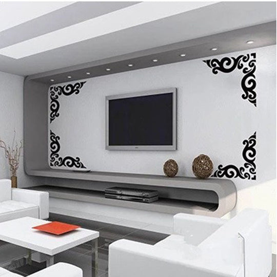 Elegant Peony 3D Wall Sticker - Chinese Lace Design Acrylic Mirror for Living Room