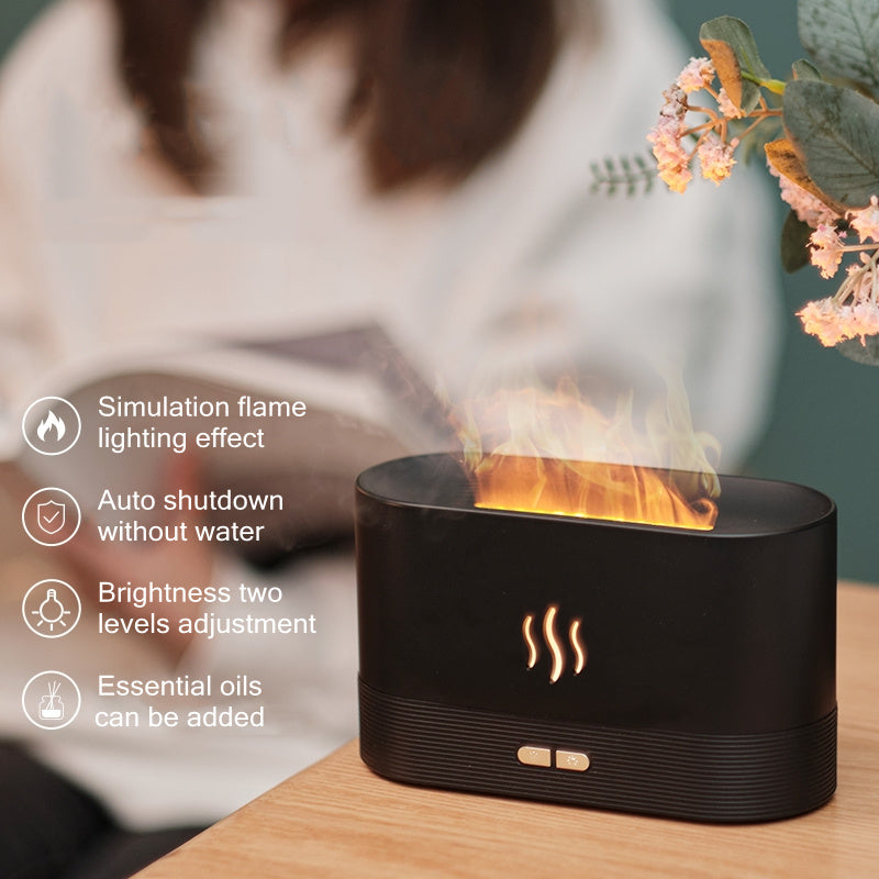FlameSim 180ML Essential Oil Diffuser - USB Ultrasonic Aroma Humidifier for Home & Office