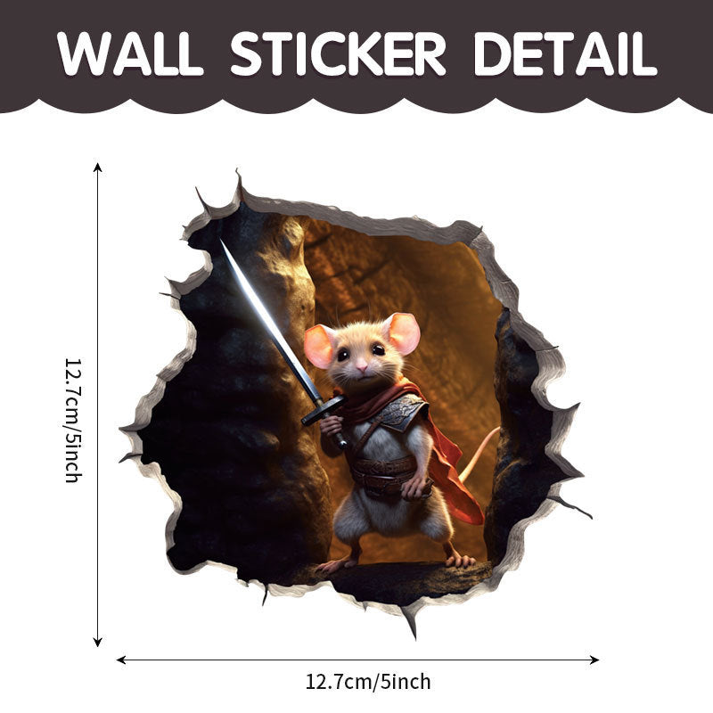WhimsyDecals - 3D Cartoon Mouse Hole Wall Stickers for Home Decor