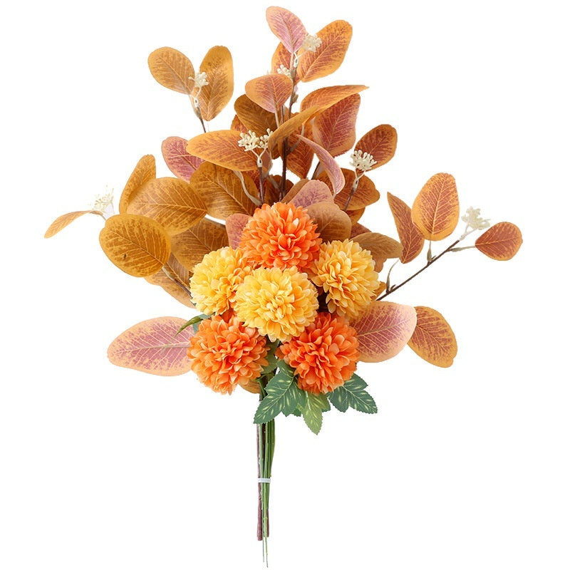 Vibrant Eucalyptus & Chrysanthemum Artificial Flower Bouquet - Home Decor Essentials