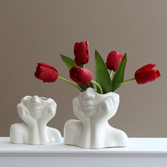 Artistic Form Vase - Resin Human Body Shape Decorative Centerpiece