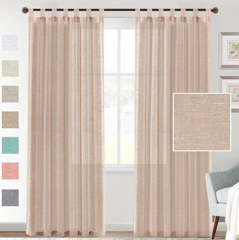 NatureWeave - Linen Yarn Curtain with Transparent Window Screen