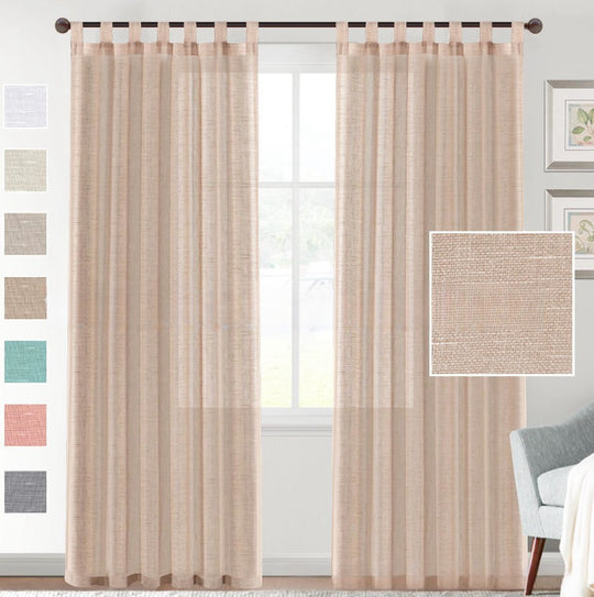 NatureWeave - Linen Yarn Curtain with Transparent Window Screen