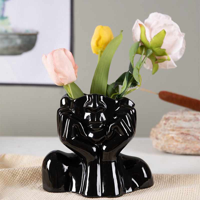 Artistic Bloom - Ceramic Flower Vase & Sculpture for Home Decor