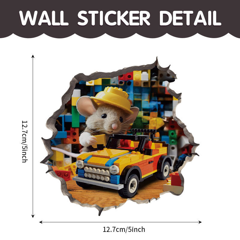 WhimsyDecals - 3D Cartoon Mouse Hole Wall Stickers for Home Decor
