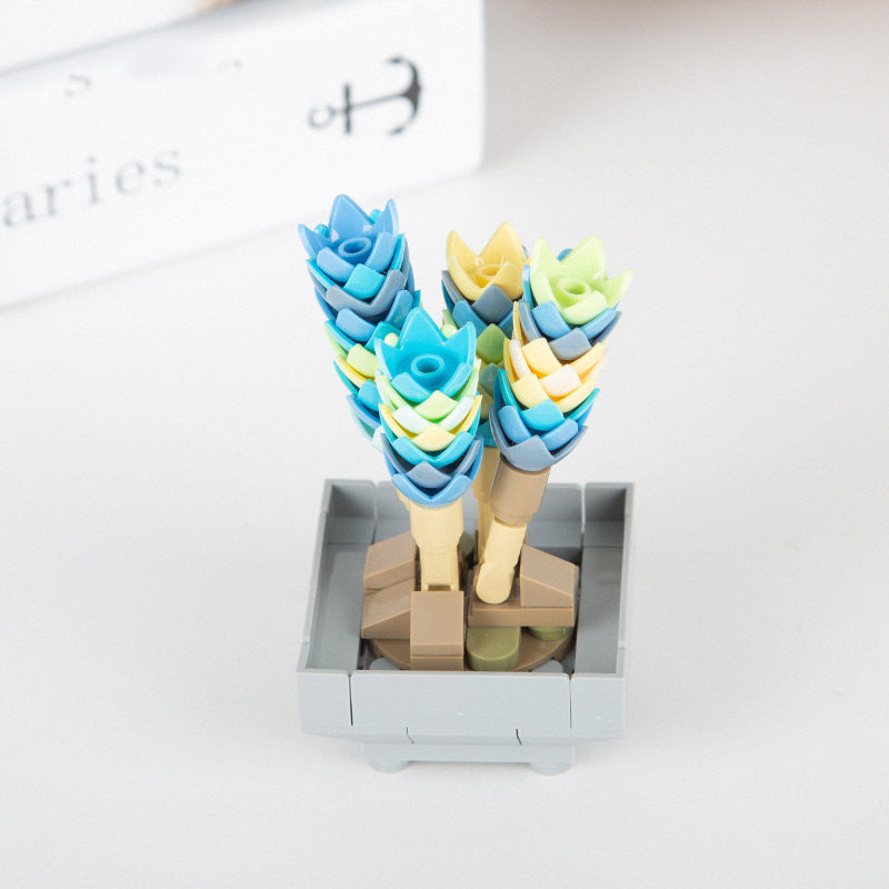 Faux Succulent Block Bouquet - Artificial Flower Ornaments for Home Decor
