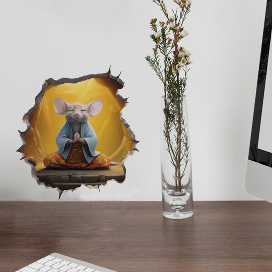 WhimsyDecals - 3D Cartoon Mouse Hole Wall Stickers for Home Decor