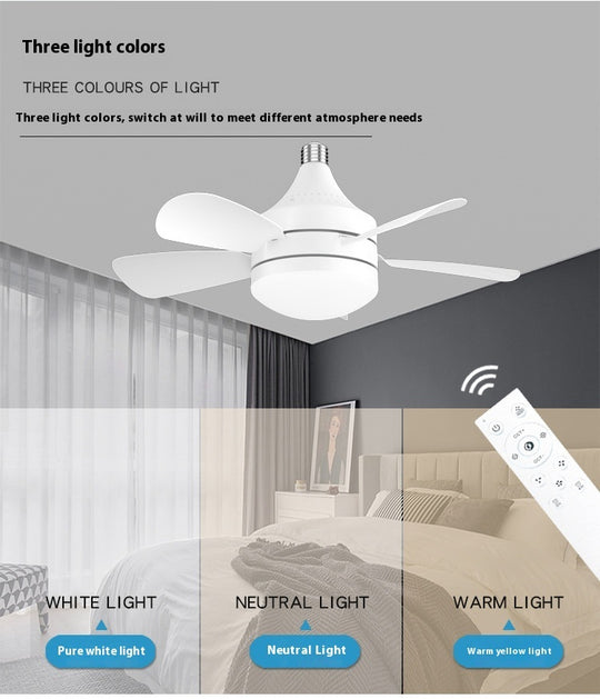 LuminaFlow - LED Ceiling Fan Light with Detachable Fan Blades and Three-Color Dimming