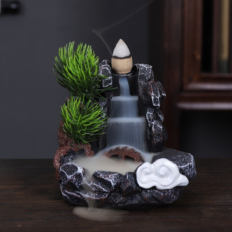 Zen Backflow Incense Burner - Creative Resin Ceramic Home Decoration for Meditation
