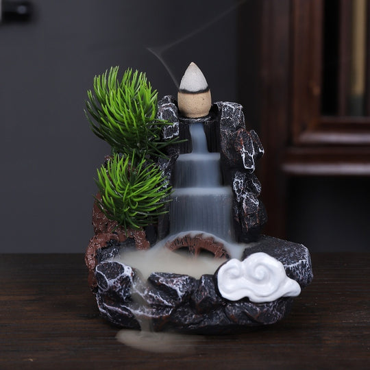Zen Backflow Incense Burner - Creative Resin Ceramic Home Decoration for Meditation