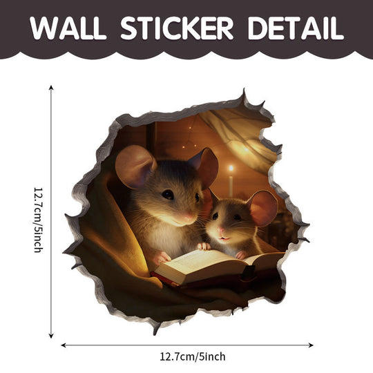 WhimsyDecals - 3D Cartoon Mouse Hole Wall Stickers for Home Decor