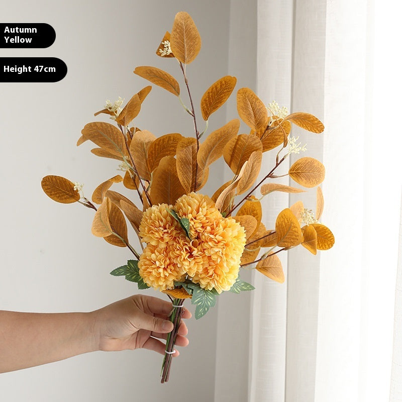 Vibrant Eucalyptus & Chrysanthemum Artificial Flower Bouquet - Home Decor Essentials