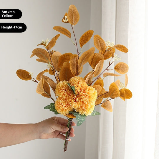 Vibrant Eucalyptus & Chrysanthemum Artificial Flower Bouquet - Home Decor Essentials