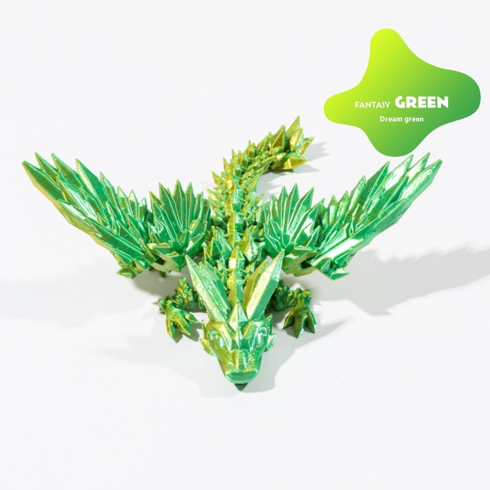 Mythic Marvel: 3D Printed Crystal Dragon Figurine with Gemstone Details