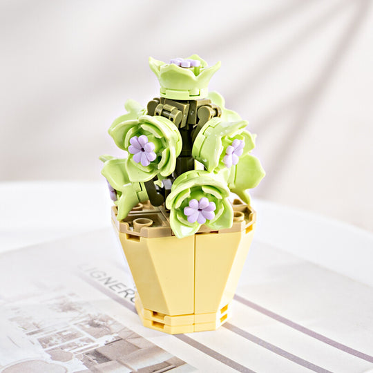 Faux Succulent Block Bouquet - Artificial Flower Ornaments for Home Decor