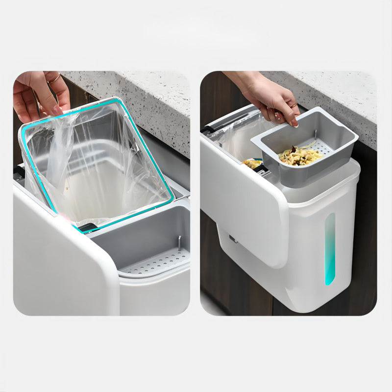 Hanging Kitchen Trash Can - Dry/Wet Separation Waste Sorting Bin for Household Kitchen