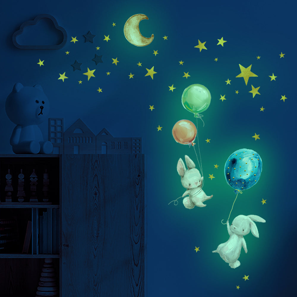 Cosmic Adventure: Glow-in-the-Dark Starry Sky Astronaut Wall Stickers for Kids' Rooms