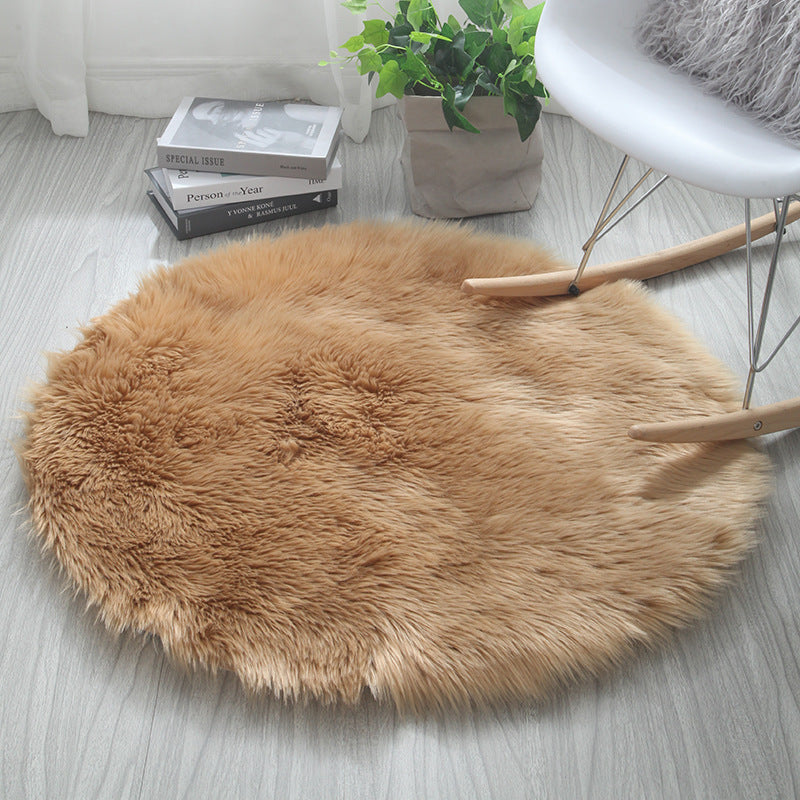 Cozy Circle Round Carpet - Solid Color Design for Living Room & Bedroom