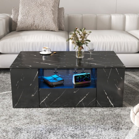 Modern LED Coffee Table with Storage & Drawers - Perfect for Small Living Rooms