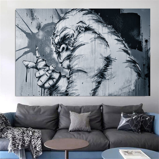 Black Gorilla Canvas Wall Art - Animal Posters & Prints for Home Decor